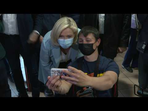 Far-right presidential candidate Marine Le Pen visits a rehabilitation centre in Pas-de-Calais