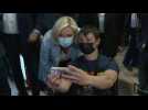 Far-right presidential candidate Marine Le Pen visits a rehabilitation centre in Pas-de-Calais