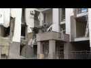 Images of damaged buildings after overnight strikes in Kyiv