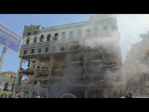 Teams work at scene after deadly Havana hotel blast