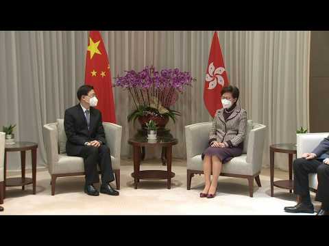 Hong Kong leader Carrie Lam meets with successor John Lee