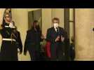 Kamala Harris leaves Elysee palace after meeting with President Macron
