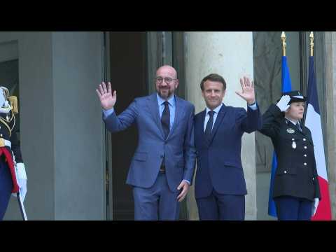 French President Macron receives the President of the European Council Charles Michel