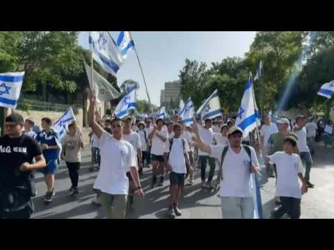 Jewish nationalists take part in Israel's 'flag march' to celebrate 'Jerusalem Day'