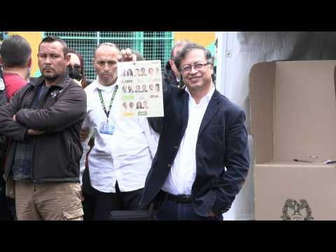 Colombia leftist candidate Gustavo Petro votes in presidential election