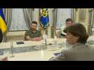 Ukrainian President Volodymyr Zelensky meets French Foreign Affairs Minister Catherine Colonna