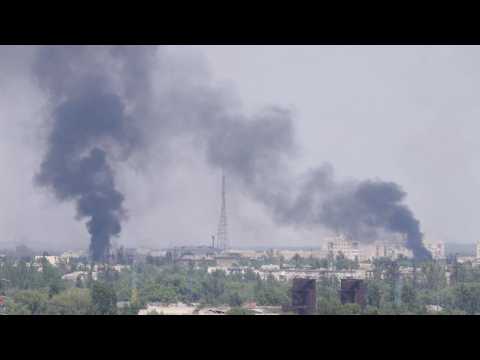 Images of shelling over Ukrainian city where French journalist was killed