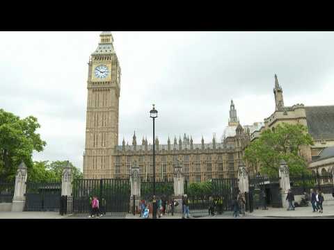 Scene outside UK Parliament ahead of confidence vote on PM