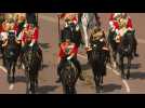 Prince Charles, Prince William and Princess Anne leave Buckingham Palace on horseback