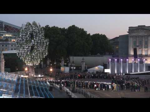 Beacon to mark Queen Elizabeth's Platinum Jubilee lit outside Buckingham Palace