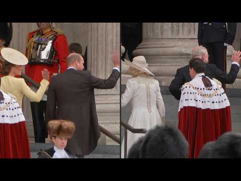 Prince Charles, Prince William, Kate and Camilla arrive at St Paul's Cathedral