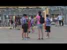 Fans leave stadium after Lyon win Women's Champions League