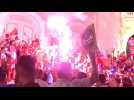 Supporters of Tunisian president Kais Saied celebrate