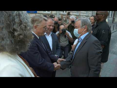 UN chief arrives in Ukraine, visits Lviv university