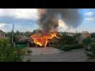 House on fire after Russian shelling in east Ukraine