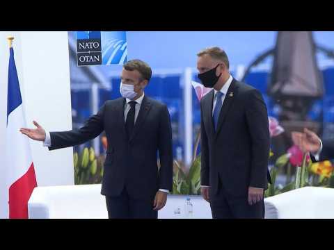 French president Macron meets Polish president Duda at NATO summit