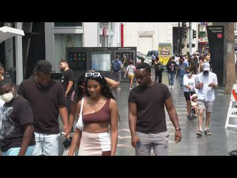 Californians crowd Hollywood Boulevard as Covid-19 restrictions are lifted