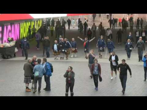 Euro 2020: Fans arrive at Wembley Stadium ahead of England-Scotland clash