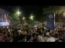 Chelsea fans celebrate Champions League victory near Stamford Bridge