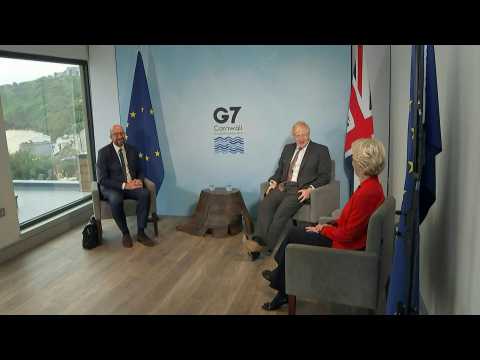 G7: Charles Michel and Ursula von der Leyen meet with Boris Johnson