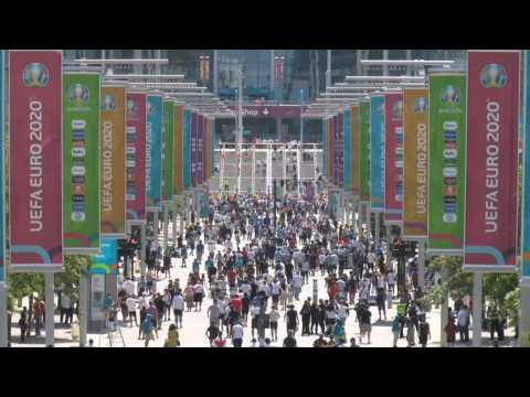 Euro 2020: fans arrive at Wembley Stadium ahead of England-Croatia clash