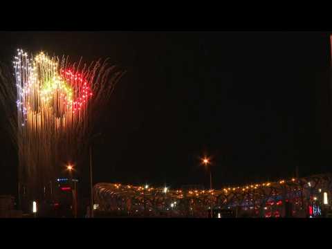 Beijing 2022: Fireworks form the shape of Olympic rings above stadium