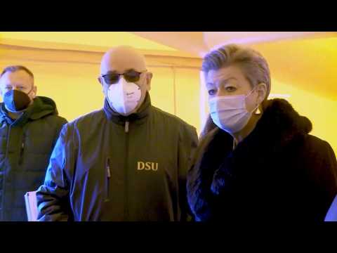 EU Migration Commissioner Ylva Johansson visits refugee camp at Ukrainian border