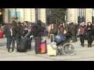 Images of the train station in western Ukrainian city of Lviv