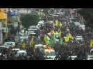 Mourners attend funeral of Palestinians killed in Israeli raid