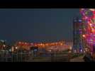 Beijing's Bird's Nest stadium sparkles at sundown before opening ceremony