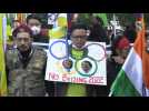 Tibetan protesters in India call for boycott of Beijing Winter Olympics