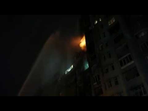 Ukraine: firefighters on scene after Kyiv residential building shelled