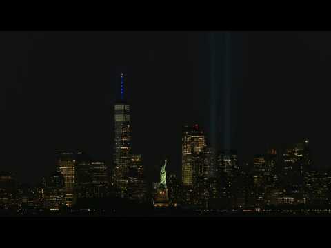 Twin beams of light in the sky echo shape of Twin Towers on 9/11 anniversary