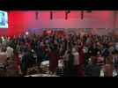 Norwegian Labour Party supporters cheers as initial election results come in