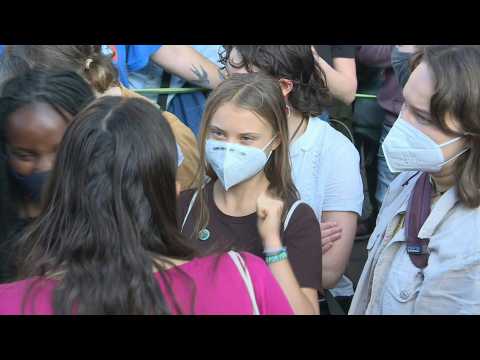 Greta Thunberg at youth climate strike in Milan