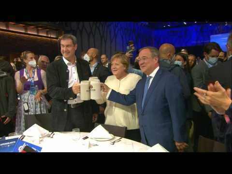 Germany's Merkel attends final rally ahead of elections for CDU party chief Armin Laschet