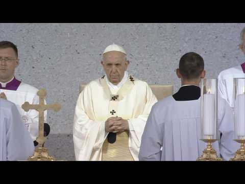 Pope Francis arrives for open-air Holy Mass with bishops in Sastin