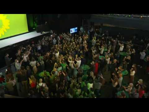 Germany's Greens cheer exit polls at HQ, despite lagging behind leaders