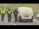 Scene at checkpoint of entrance to emergency zone near Polish-Belarusian border