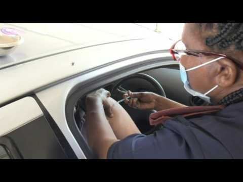 South Africans queue for Covid-19 jabs at Cape Town drive-thru centre