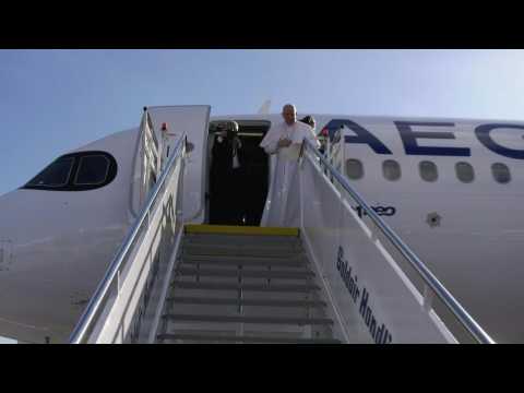 Pope leaves the Greek island of Lesbos after a short visit