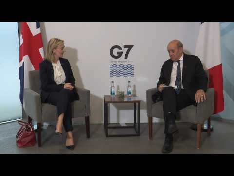 UK Foreign secretary Liz Truss meets with French counterpart Le Drian at G7