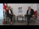 UK Foreign secretary Liz Truss meets with French counterpart Le Drian at G7