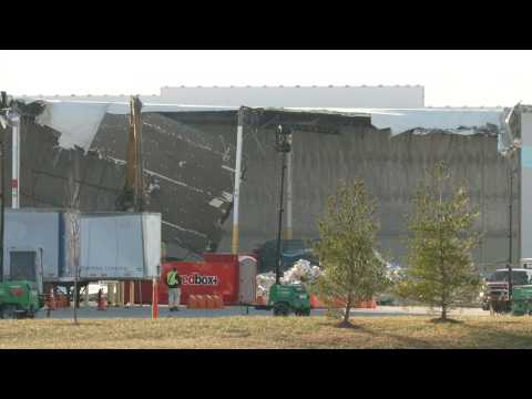 Images of collapsed Amazon warehouse after deadly tornadoes sweeps accross US