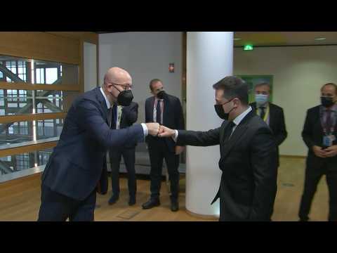 EU Council President Charles Michel meets with Ukrainian President Volodymyr Zelensky