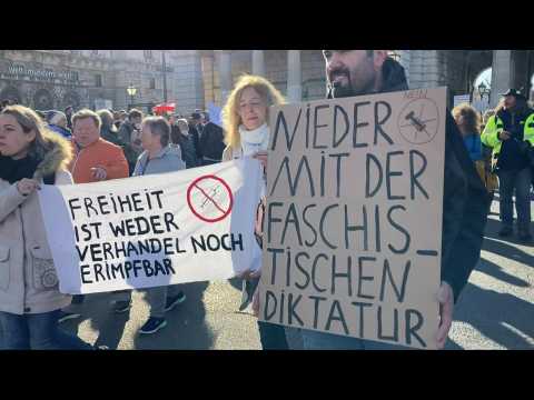 Far-right Freedom Party holds rally against coronavirus lockdown, mandatory jabs