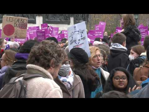 People gather ahead of march against gender violence and discrimination