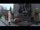 French far right presidential candidate Marine le Pen pays tribute to Warsaw ghetto victims