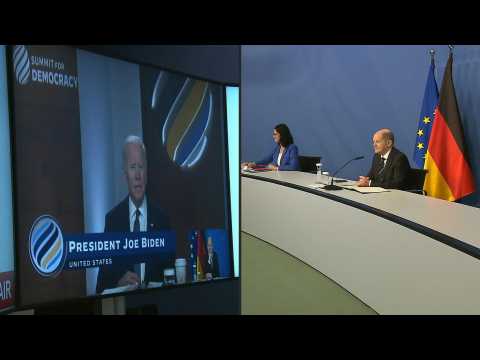 Olaf Scholz takes part in virtual democracy summit organised by Joe Biden