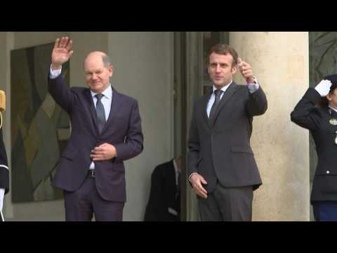 Emmanuel Macron meets German Chancellor Olaf Scholz in Paris